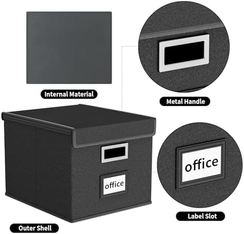 File Organizer Box with Lids, Collapsible File Folder Organizer - Image 3