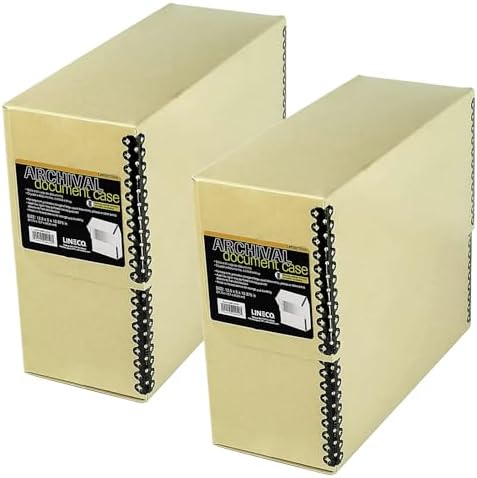 Lineco Archival Document Storage Box, Tan, 12.5" x 10.5" x 5" by Lineco