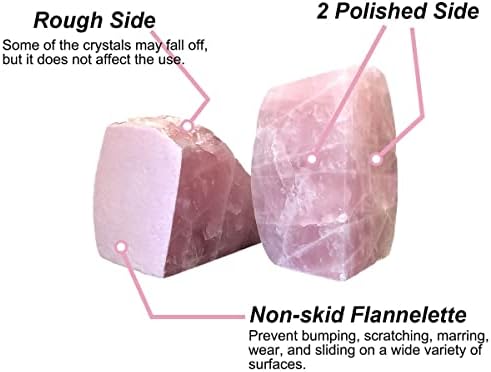 Rose Quartz Bookends Pink Crystal Decorative Book Ends Office Home Decor Small 1 Pair 2-3 Lbs - Image 4
