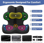 2-in-1 Memory Foam Seat Cushion with Lumbar Support, Office Chair, Black - Image 4