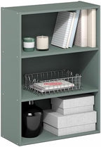 Furinno PASIR Book Shelf, 3-Tier Bookshelf, Storage Shelves Bookcase, 9.7 x 23.7 x 31.5, for Living Room, Bedroom, Home Office, Sage Green by Furinno-FitsYourSpaceFitsYourBudget