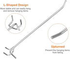 HARFINGTON 50pcs Pegboard Shelving Hooks 8" Stainless Steel Peg Board Display Hook Hanging Holders Wall Mount Organize Tools for Workbench Garage Kitchen Store, Silver - Image 4