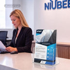 NIUBEE Acrylic Brochure Holder 8.5 x 11, Flyer Holder Stand Display, 2 Pack - Image 5