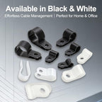 BAOMAIN 1-Inch R-Type Cable Clamps, 500-Pack Wire Nylon Wire Management Clips, UC-6 Screw-On Cord Fasteners for Home, Office, and Industrial Use - Image 5