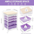 SYKIARIOL Utility Cart with 5 Drawers with Wooden Top,Purple - Image 3