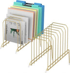 Incline Sorter Desk File Organizer, Metal Desk Magazine Folder Holder with 8-Section Vertical Compartments Rack File Organizer for Office, Home, School by MINDEPOT