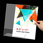 Remerry 12 Pcs Acrylic Sign Holder with Business Card Holder Slanted Paper Stand Clear Brochure Display Stand Heavy Duty Plastic Signs for Office Table Advertisement Flyer (8.5 x 11 Inch) - Image 5