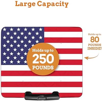 Inspired Living Collapsible Ultra-Slim Pack-N-Roll,2 Wheel Utility Cart w/Lid Used as Seat up to 250 Lbs, Telescopic Handle, Super Strong, for Home,Garden,Shopping,Office,School, Large, American Flag - Image 6