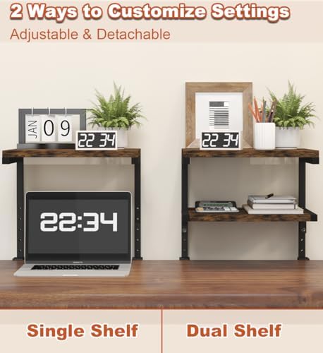 Mondazie 2-Tier Adjustable Desk Shelf Organization, Black - Image 3