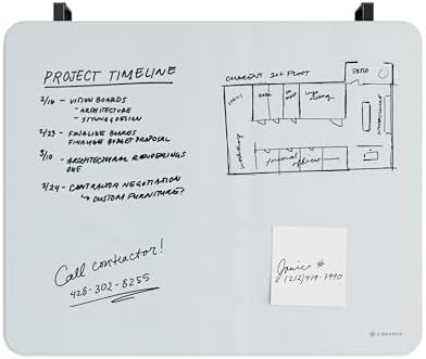 U Brands Glass Dry Erase Whiteboard, Cubicle Whiteboard, 16" x 20", White - Image 2