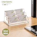 YUXUN Business Card Holder for Desk, Acrylic Business Card Display Stand with 6 Slot, Office Desk Accessories for Man &Woman,300 Cards Capcity, Clear - Image 3