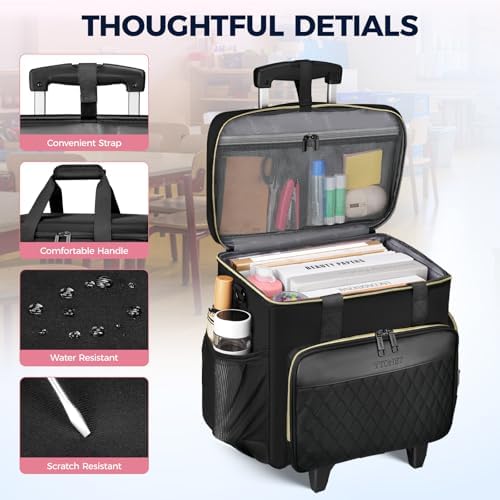 Ytonet 17.3" Rolling Teacher Bag, Rolling Cart for Teachers with Tote Bag - Image 7