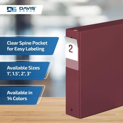 Premium Economy 3-Ring Binder, Spine Label, 2" Round Rings, Burgundy, 6 Pk - Image 4