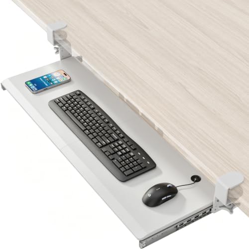 Keyboard Tray Under Desk Pull Out with Extra Sturdy C Clamp Mount System by 1