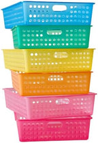 6 Pack Plastic Turn in Paper Trays for Classroom, Storage Bin Baskets by RAUVOLFIA