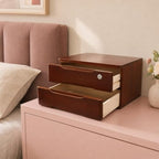 Wooden Desk Organizer with Drawers and Lock, Desktop Storage Cabinet,Drawer Organizer Desktop Drawer Wooden Storage Box for Home office Supplies (Walnut, 2Tier) - Image 4