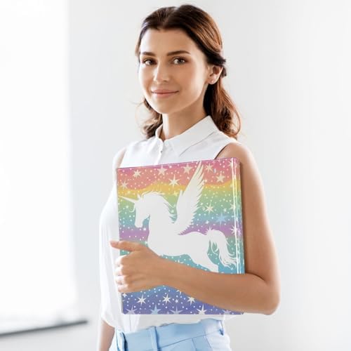 JIPONI 3 Ring Binder Winged Unicorn and Stars 1 Inch Round Binders for Men Women Students, Cute File Organizer for Office School, 2pcs - Image 5