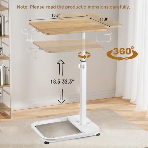 facka Adjustable C-Shaped TV Tray Table 18-32 Inch Height Couch Table - Image 2