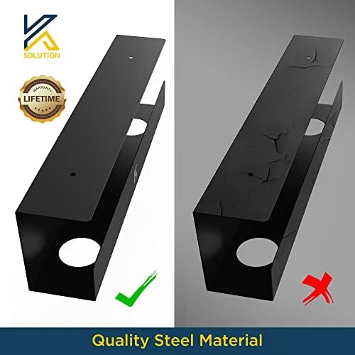 2 Pack Cable Management Tray – 16.5 inch Under Desk Cable Organizer Tray for Wire Power Strip - Safe Steel Cable Tray for Desks, Office, and Home (Black) - Image 6
