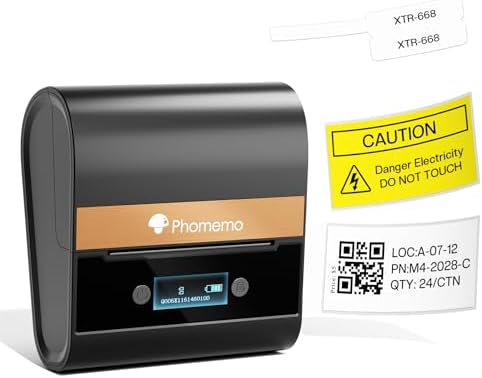 Phomemo Thermal Label Printer- M260+ Portable Bluetooth Printer,Wire and Cable Labeling Machine with 1.57"x1.18" White Paper, for Barcode, Small Address, Price Tags, Indoor Use, Mobile APP & PC Editor by Phomemo