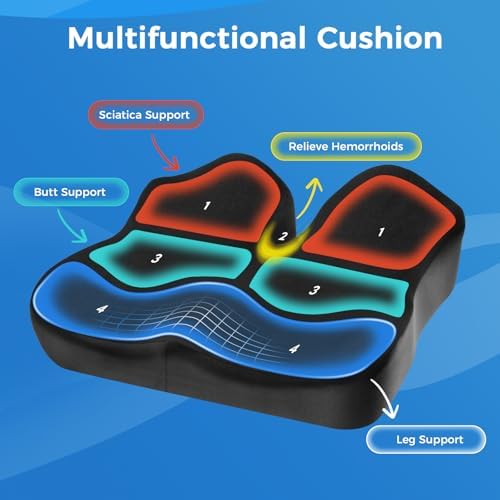 Niceeday Seat Cushion for Office, Car & Wheelchair - Premium Memory Foam with Ergonomic U-Shape Design - Enhanced Comfort for Tailbone, Hip & Sciatica Support, Non-Slip Base & Machine Washable Cover - Image 3