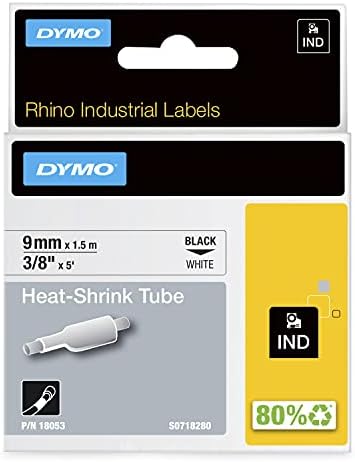 DYMO Rhino Industrial Heat-Shrink Labels 3/8" Tube Black Print on White by Dymo%C2%AE