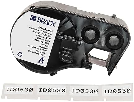 Brady Authentic (M4-131-492) FreezerBondz™ Ultra-Thin Cryogenic Polyester Labels 0.5" H x 1" W Black on White, 180 Labels. for use with the BMP41, BMP51, and M511 Label Printers by BradyCorp