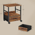 HOOBRO 2-Tier Printer Stand, Under Desk Printer Table with Drawer, Printer Cart with Storage, with Casters/Adjustable Feet, for Home Office, Study, Living Room, Rustic Brown and Black, BF20PS01 - Image 2