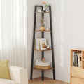 Hoctieon Corner Shelf, 4-Tier Corner Bookshelf, Rustic Ladder Shelf, Industrial Display Stand for Living Room, Kitchen, Home Office, Balcony, Small Space, Metal Frame, Rustic Brown by Hoctieon