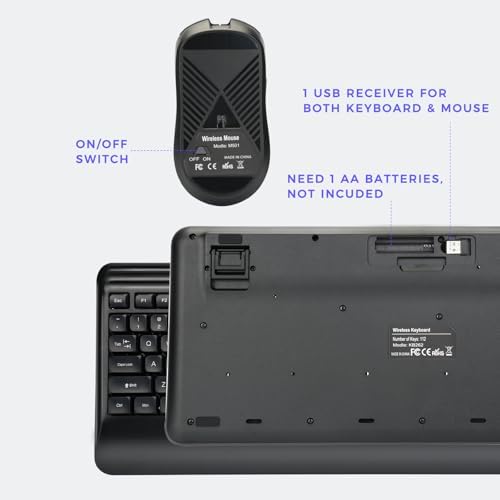 KOPJIPPOM Wireless Keyboard and Mouse Set with Quiet Keys, 2.4G Full Size Ergonomic Keyboard with Wrist Rest, Protective Covers, Soft Touch Silent Design for Windows, Computer, PC and Laptop - Image 7