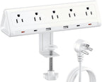 AnnTane Desk Clamp Power Strip USBC, 40W Fast Charging, 10 Ft, White by anntane