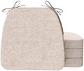 AAAAAcessories D-Shaped Chair Cushions, 2" Thick Dining Chair Pads with Ties and Removable, Machine-Washable Cover, 17" x 16", Set of 4, Oatmeal Beige by AAAAAcessories