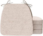 AAAAAcessories D-Shaped Chair Cushions, 2" Thick Dining Chair Pads with Ties and Removable, Machine-Washable Cover, 17" x 16", Set of 4, Oatmeal Beige by AAAAAcessories