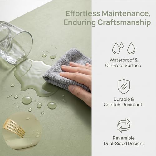 Waterproof and Non-Slip Plastic Desk Mat 15.5“x 40”,PVC Table Protector Mats, PU Leather Desk Matt for Protecting Computers, Writing, Coffee, and Dining Tables - Image 4