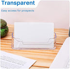 Leinuosen 50 Pack Business Card Holder for Desk Acrylic Business Card Holder Display Clear Label Stand Label Table Desktop Organizer for Home and Office - Image 4