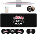 4 in 1 Ergonomic Keyboard Wrist Rest & Mouse Pad Wrist Rest Set, Large XXL Gaming Desk Mat 31.5"x 11.8" with Non-Slip Base, Memory Foam for Home Office Study Gaming, Cat Mom Floral by Unknown