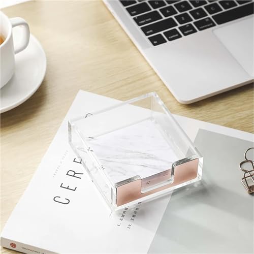 3Pcs Sticky Notes Memo Pad Holder Dispenser Rose Gold with Acrylic Clear Desk Supplies Organizer Accessories Office Notepad Holder(Marble gold) - Image 6