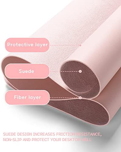 YSAGi Non-Slip Leather Desk Pad XL Size, Waterproof Laptop Computer Desk Keyboard Mat, Table Protector Blotter Mat, Large Mouse Pad for Office/Work/Home/Decor(Pink, 47.2" x 23.6")-No Band - Image 4