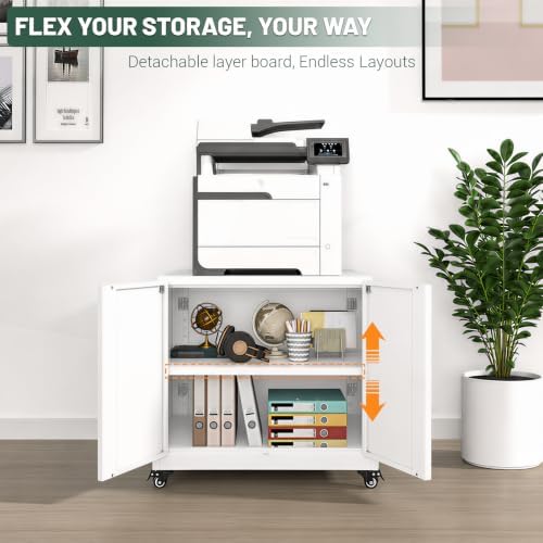 Large Rolling Printer Stand with Storage,Printer Table for Home Office - Image 3