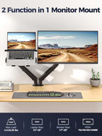 Suptek Monitor Laptop Mount Stand, 2 in 1 Function Dual Monitor Arms Desk Mount for 13"-18" Notebook and 17"-35" Monitor with Laptop Tray,Holds up to 24.25lbs - Image 2