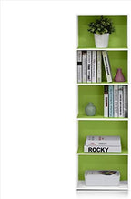 Furinno LUDER Book Shelf, 5-Tier Bookshelf, Bookcase with Open Shelves, 9.4 x 15.8 x 52, Easy Assembly, for Living Room, Bedroom, Home Office, White/Green - Image 5