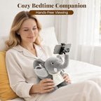 Phone Holder, Phone Mount with 360° Rotating Clip 45° Adjustable Trunk, Elephant Stuffed Animal with Ear Pockets Glasses Cloth Scarf & Back Headphone Fit, Cell Phone Holder for Desk Bed Sofa Car- Gray - Image 2