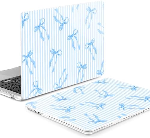 MEEgoodo for M5/M4/M3/M2 MacBook Air 15 inch Case 2026 2025 2024 2023, Case Fit Model (A3448/A3241/A3114/A2941) for MacBook Air 15.3 inch, Blue Stripes&Bows - Image 3
