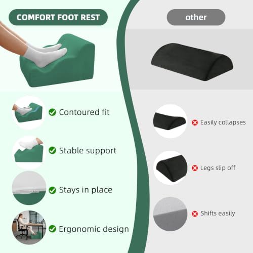 Foot Rest Ergonomic Pillow for Under Desk at Work & Handle Green - Image 6