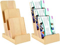2 Pieces 3-Tier Pine Wood Literature Holder pamphlet display stand Trifold Brochure Organizer Flyer Holder Postcard Display and Countertop Wooden Display Stand Book Display for Magazine Pamphlet by DOSTATNI