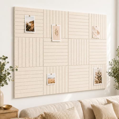 Stripe Felt Bulletin Board Tiles, Cork Board Alternative 48 x 36 in by CreateYourIdealSpace