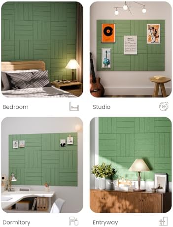 Fluxynara 48" x 36" Large Felt Bulletin Board，Botanical Green - Image 6