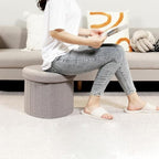 B FSOBEIIALEO Storage Ottoman Heart Shaped Ottoman with Storage, Grey - Image 5