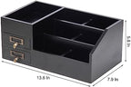 Distressed Rustic Wooden Office Desktop Organizer Wood Shelf Tabletop Home Organizer Storage with Multiple Compartments 2 Tier Drawers,perfect Jewelry storage Display Box for Desk, Vanity (Black) - Image 6