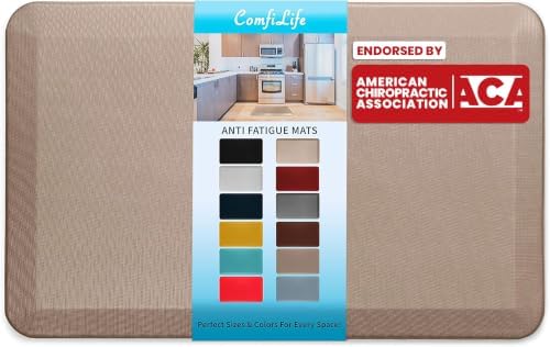 ComfiLife Anti Fatigue Floor Mat – 3/4 Inch Thick Kitchen Mats for Floor, Standing Desk Mat, Kitchen Rug – Comfort at Home, Office – Durable – Stain Resistant – Non-Slip Bottom (20" x 39", Rose Gold) by ComfiLife
